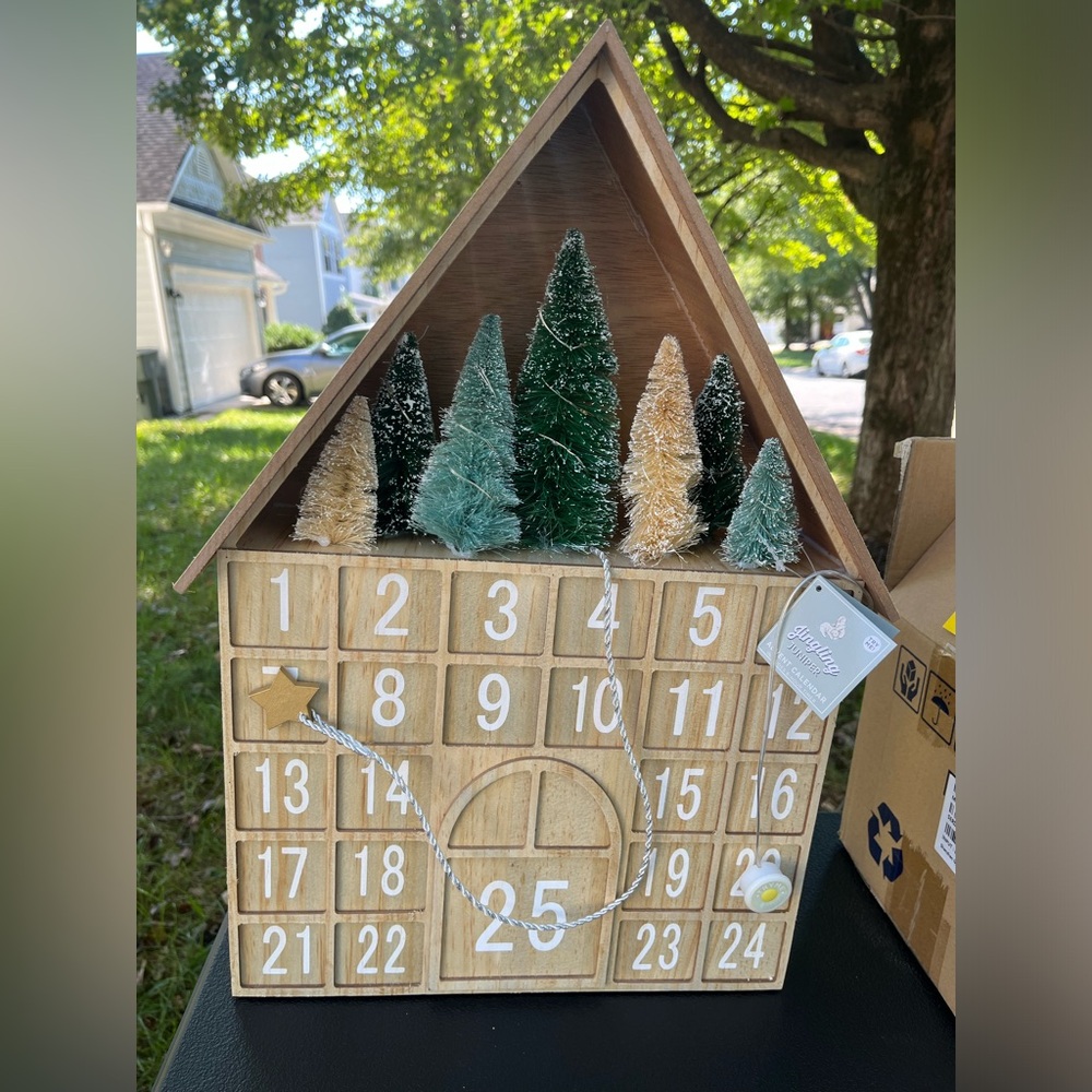 Wooden Advent Calendar with Light Up Trees